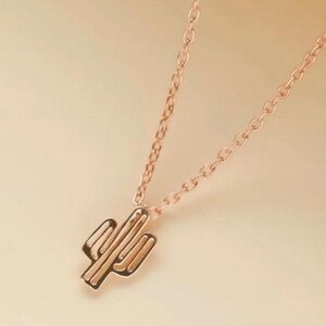 Rose Gold Cactus Pendant Necklace - Women Jewelry
